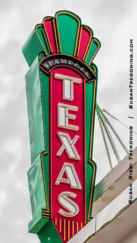 The striking Shamrock Texas Theater neon sign in Shamrock, Texas.