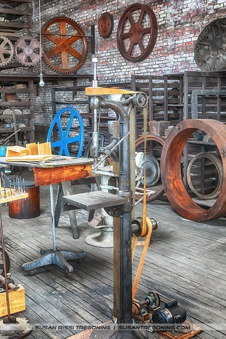 Unveil belt-driven machinery's magic in molding metals at the Forge. Step into a realm where tradition meets innovation with every turn!