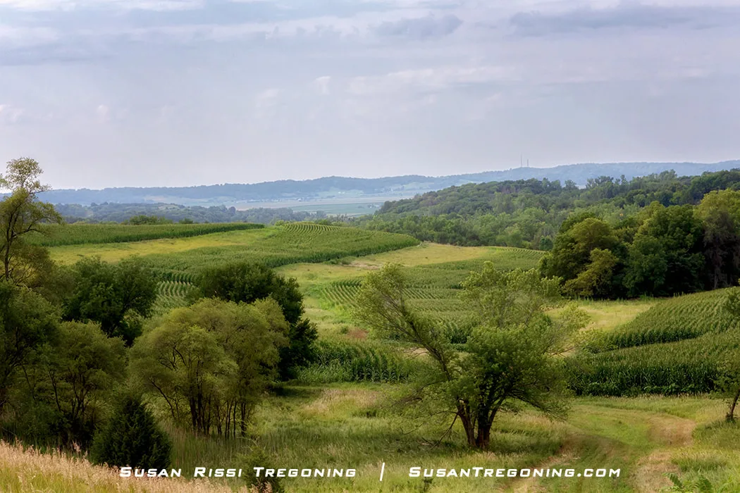 A breathtaking view of the lush green countryside along the Loess Hills National Scenic Byway near Glenwood, Iowa.