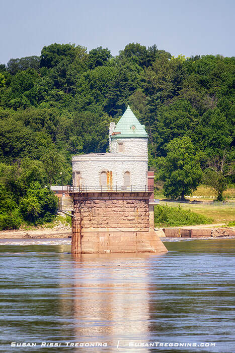 St. Louis waterworks intake tower #1, the Richardsonian Romanesque river intake structure positioned near the Missouri shoreline at the Chain of Rocks.