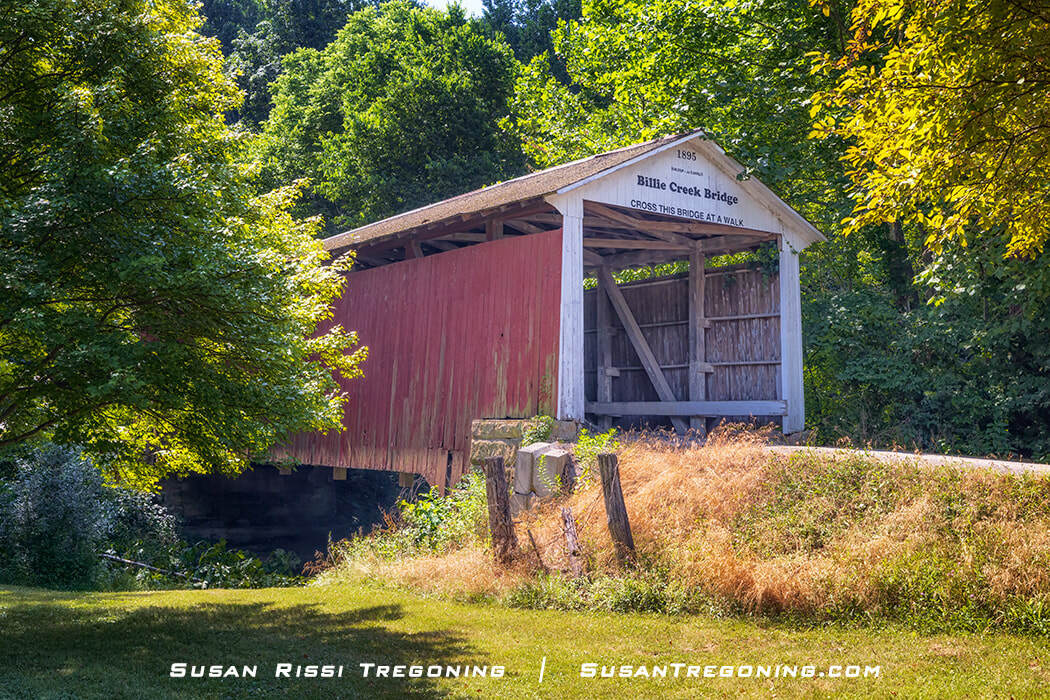 The Billie Creek Covered Bridge at Billie Creek Village in Parke County, Indiana. 