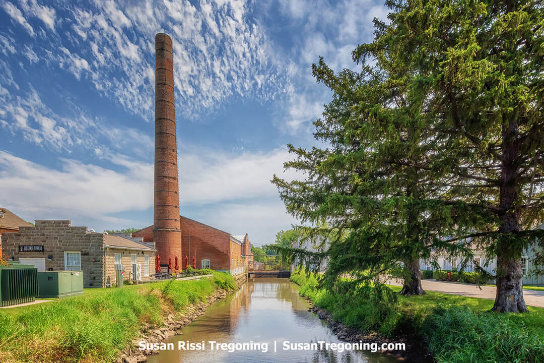 The Millrace runs next to the Hotel Millwright, the 65-room hotel, restaurant, and convention center that was once part of the Historic Amana Woolen Mill complex in Iowa’s Amana Colonies.
