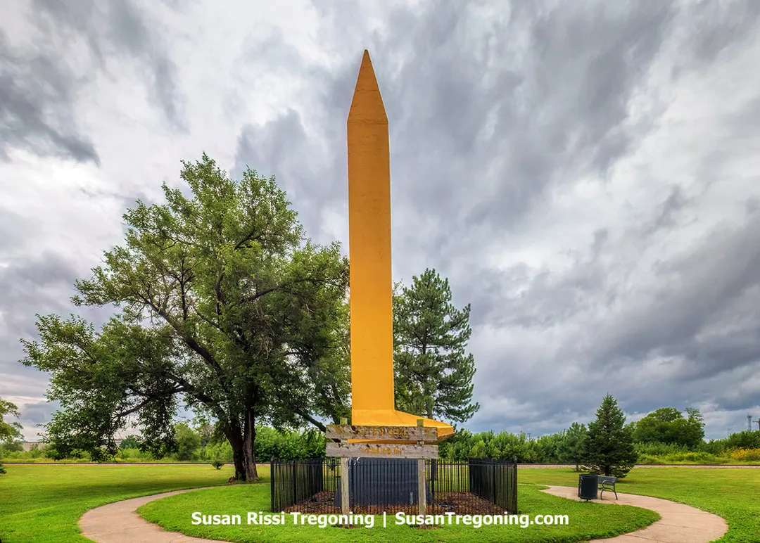 The Golden Spike Monument in Council Bluffs, Iowa, is the eastern terminus of the Union Pacific Railroad. 