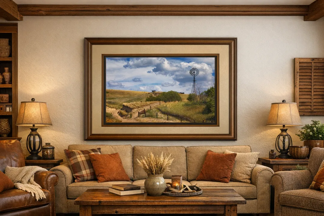   
Cattle graze near a tall metal windmill on the grass‑covered dunes of the Nebraska Sandhills under a partly cloudy sky.