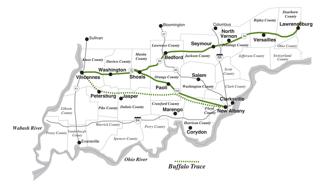 Map of Indiana's Historic Pathways National Scenic Byway
