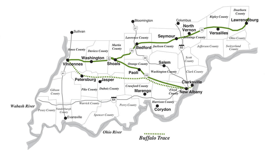Map of Indiana's Historic Pathways National Scenic Byway