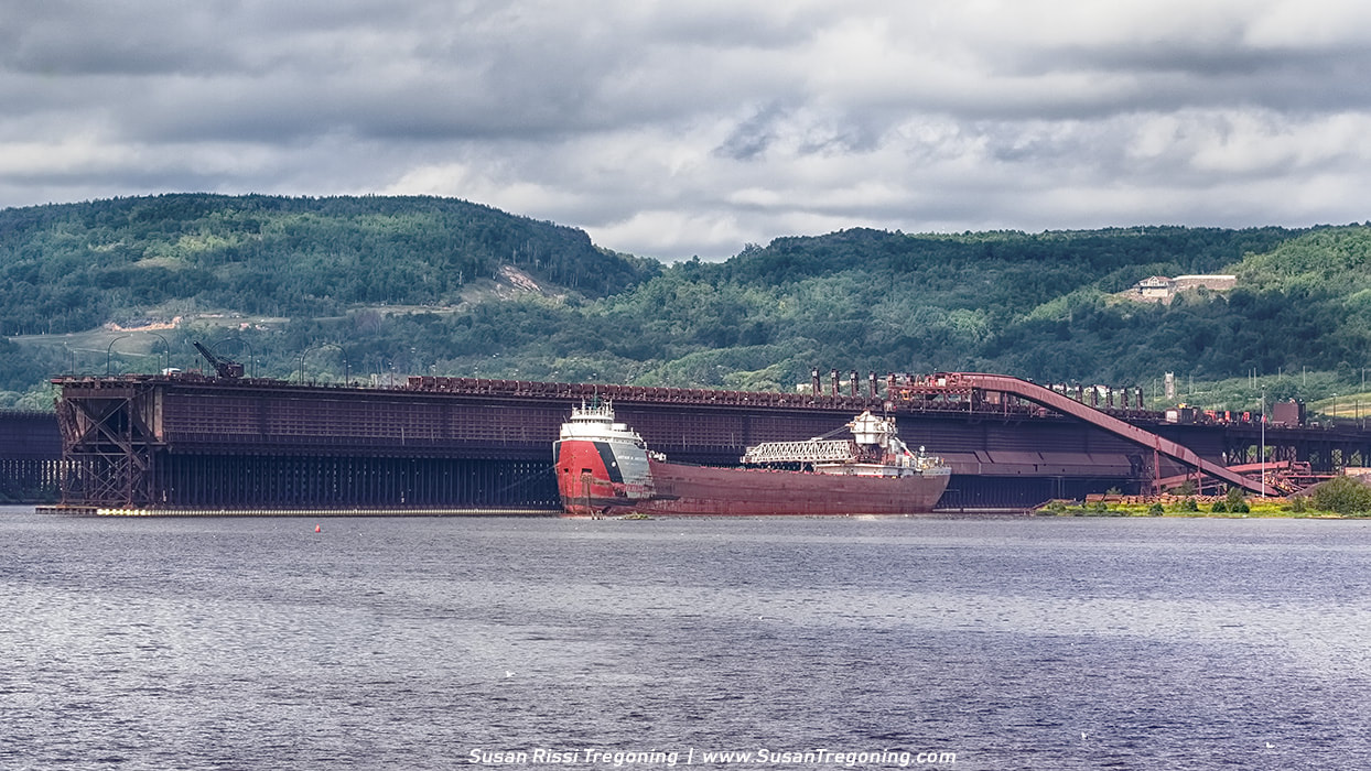 The SS Arthur M. Andersen, a 767 foot long Laker, alongside an ore dock where she was put on long term lay up in Duluth, Minnesota at the end of the 2017 shipping season. She was put back into service by the 2019 shipping season. The Arthur M. Andersen’s most notable claim to fame, she was the last ship to be in contact with the SS Edmund Fitzgerald before the Fitzgerald sank on November 10, 1975. Anderson was also the first rescue ship on the scene to search in vain for survivors. 