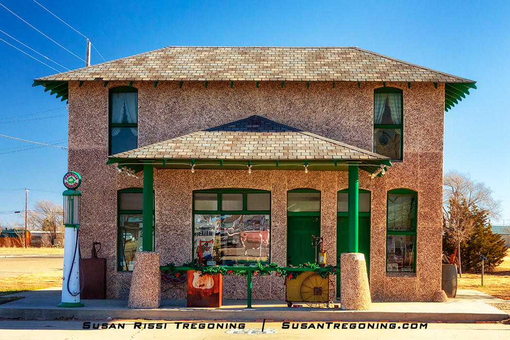 The restored Hiway Service Station on Route 66 in Vega, Texas.