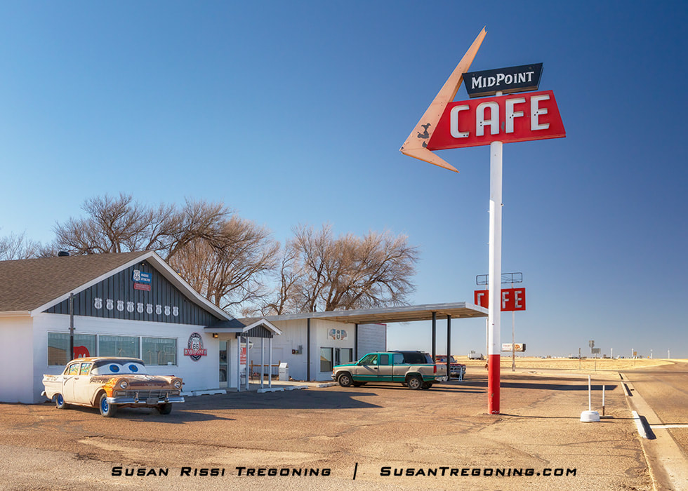 The Midpoint Café on historic Route 66 in Adrian, Texas. 