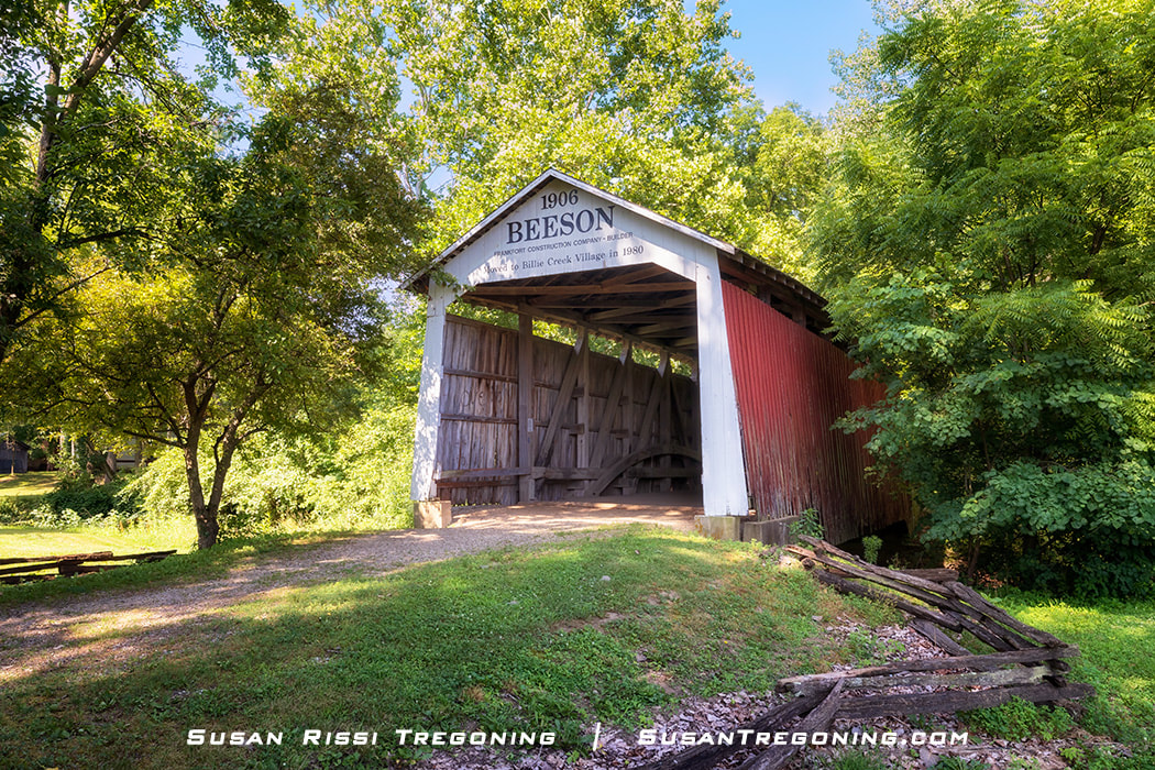 Beeson Covered Bridge in the Billie Creek Village in Rockville, Indiana. Billie Creek Village is a historical park that has 3 of Parke County's 31 covered bridges. 