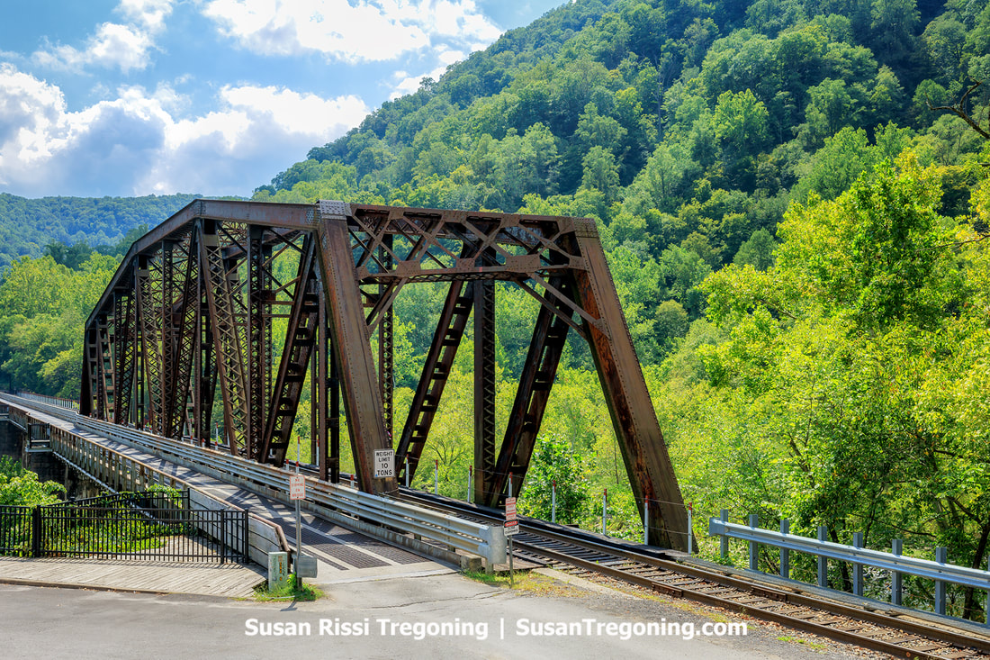 The historic Thurmond Railroad Bridge in the ghost town of Thurmond, West Virginia. 
